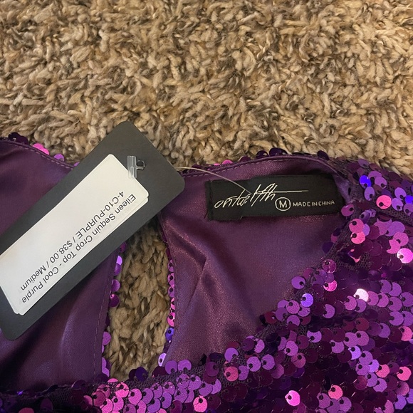 Game Day Purple Sequin Cropped Top - Picture 7 of 11